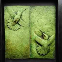 Hummingbird Pair Framed Sculpted Tiles - thumbnail 4