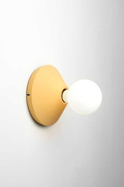 Yellow Concrete Ceiling/Wall Lamp Minimalist Circle Light, Handmade in Italy - image 1