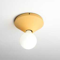 Yellow Concrete Ceiling/Wall Lamp Minimalist Circle Light, Handmade in Italy - thumbnail 2