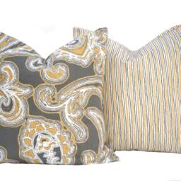 Sale Choose Any Combination Magnolia Pillow Covers, Decorative Throw Pillow, Accent Grey Yellow Case - thumbnail 2