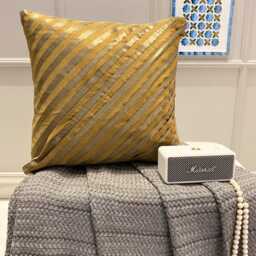 Art Silk Gold Striped Decorative Pillow Sham Cover, 24x24/26x26 Pintucks Pillowcase, Modern Style Textured Euro Sham-Unfolding Copper - thumbnail 2
