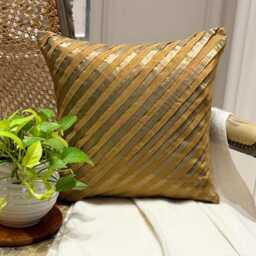 Art Silk Gold Striped Decorative Pillow Sham Cover, 24x24/26x26 Pintucks Pillowcase, Modern Style Textured Euro Sham-Unfolding Copper
