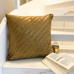 Art Silk Gold Striped Decorative Pillow Sham Cover, 24x24/26x26 Pintucks Pillowcase, Modern Style Textured Euro Sham-Unfolding Copper - thumbnail 3