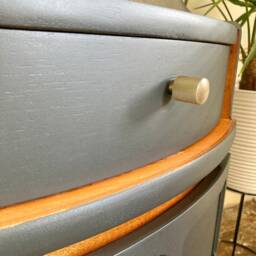 Tall Nathan Mid Century Modern Corner Drinks Cabinet - Refinished Ash Grey Cocktail Display Unit - thumbnail 4