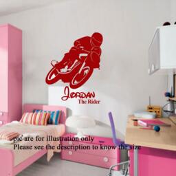 Personalized Motorcycle Wall Decal, Motocross Sports Decor - thumbnail 2