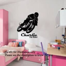 Personalized Motorcycle Wall Decal, Motocross Sports Decor
