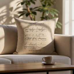 First Dance Song Sheet Music On Linen Cushion For 4Th Or 12Th Anniversary Gift, Personalised Lyrics Printed - thumbnail 1