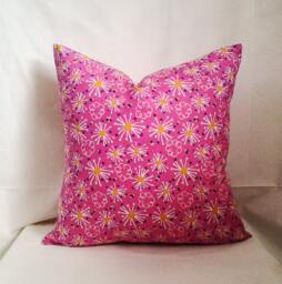 Pink Starburst Pillow Cover, 18x18 Decorative Pillow, Toss Home Decor, Summer, Spring Young Girl Bedroom Decor - thumbnail 1