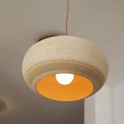 Modern Dome Pendant Hanging Lamp, Lake House Decor - Casta Beige & White - thumbnail 3
