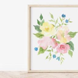 Flower Bouquet Watercolor Prints Set Of 2 Floral Wall Art - thumbnail 3