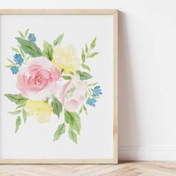 Flower Bouquet Watercolor Prints Set Of 2 Floral Wall Art - thumbnail 2