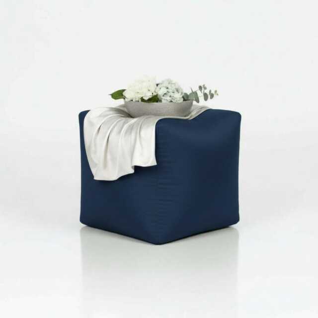 Navy Blue Bean Bag Ottoman Water Resistant Polyester Footstool - image 1