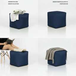 Navy Blue Bean Bag Ottoman Water Resistant Polyester Footstool - thumbnail 3