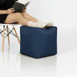 Navy Blue Bean Bag Ottoman Water Resistant Polyester Footstool - thumbnail 2