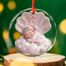 Personalized Baby's 1st Christmas Ornament, Custom Baby Glass Newborn Gift, New Gift - thumbnail 1