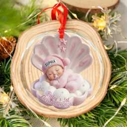 Personalized Baby's 1st Christmas Ornament, Custom Baby Glass Newborn Gift, New Gift - thumbnail 2