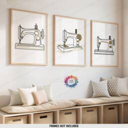 Minimal Boho Sewing Wall Art - Set Of 3 Prints - Poster Artwork Line Drawing Design Craft Room Decor Gifts Seamstress Sign - thumbnail 2