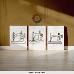Minimal Boho Sewing Wall Art - Set Of 3 Prints - Poster Artwork Line Drawing Design Craft Room Decor Gifts Seamstress Sign - thumbnail 1