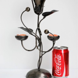 Handmade Metal Rose Candle Holder, Recycled Auto Parts Sculpture, Wow Gift For Valentine - thumbnail 2
