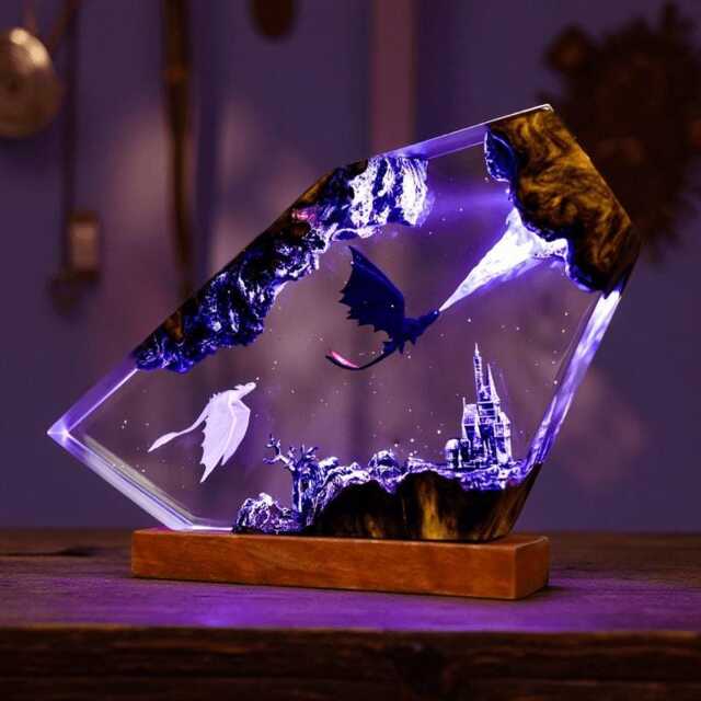 Toothless Fire Dragon Resin Night Light Rgb Led Lamp Fury Desktop Home Decor - image 1