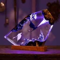 Toothless Fire Dragon Resin Night Light Rgb Led Lamp Fury Desktop Home Decor - thumbnail 1