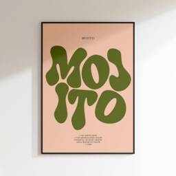 Mojito Print - Cocktail Poster Wall Art A5 A4 A3 Bold Typographic Drink Bar Groovy Funky - thumbnail 3