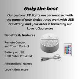 Personalized Unicorn Night Light - 3D Led Lamp With Remote - thumbnail 2
