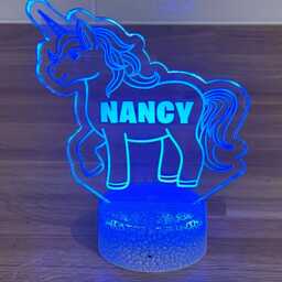 Personalized Unicorn Night Light - 3D Led Lamp With Remote - thumbnail 4
