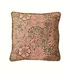 William Morris, Ben Pentreath, Marigold, Olive/Pink Linen Cushion Cover - thumbnail 1