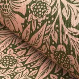 William Morris, Ben Pentreath, Marigold, Olive/Pink Linen Cushion Cover - thumbnail 3