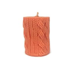 Pillar Candle, Wool Style Knitting Soy Shaped Candles, Natural Pattern Candles - thumbnail 3