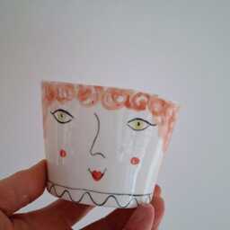 Handmade Pottery Face Planter Hand-Painted Indoor Garden Pot - thumbnail 2