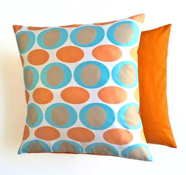 Geometric Cushion Cover Orange/Blue - image 1