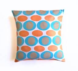 Geometric Cushion Cover Orange/Blue - thumbnail 2