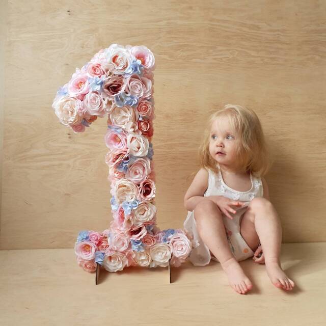 First Birthday Number Floral, Custom 1st Photo Prop, Personalized Flower Letters, Decoration - image 1