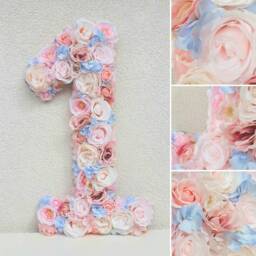 First Birthday Number Floral, Custom 1st Photo Prop, Personalized Flower Letters, Decoration - thumbnail 2
