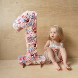 First Birthday Number Floral, Custom 1st Photo Prop, Personalized Flower Letters, Decoration - thumbnail 1