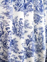 Curtain Panels Lined Toile Navy Custom French, White Blue Curtains Drapes, Drapery Valances Long Door Wide Custom Living Room Bedroom Decor - thumbnail 1