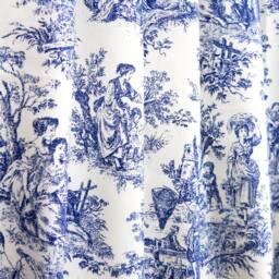Curtain Panels Lined Toile Navy Custom French, White Blue Curtains Drapes, Drapery Valances Long Door Wide Custom Living Room Bedroom Decor - thumbnail 4