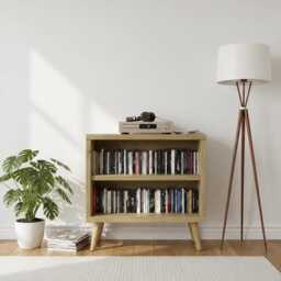 Mid-Century Modern Cd Storage Cabinet - Wooden Media Unit With 2 Shelves