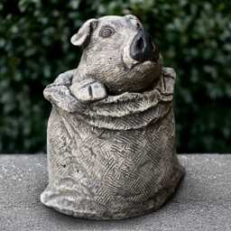 Stone Pig in Sack Statue Concrete Sculpture Cement Farm Decoration Handmade Front Door Ornament Garden & Home Figurine Yard Art - thumbnail 3