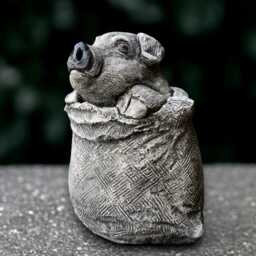Stone Pig in Sack Statue Concrete Sculpture Cement Farm Decoration Handmade Front Door Ornament Garden & Home Figurine Yard Art - thumbnail 1