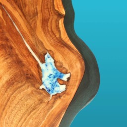 Square Live Edge River Coffee Table With Glowing Resin Fillin - Bushed Legs - thumbnail 3