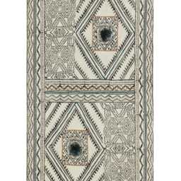 Block Printed Cotton Rug, Black & Blue Boho Kilim, Hallway Stair Runner - thumbnail 3