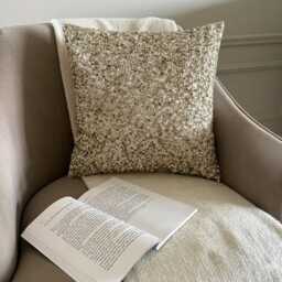 Ivory Silk, Sequin Embellished Abstract Pattern, Modern Throw Pillow Cover/Sham - Arzoo - thumbnail 3