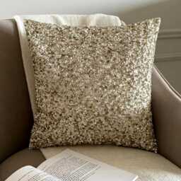Ivory Silk, Sequin Embellished Abstract Pattern, Modern Throw Pillow Cover/Sham - Arzoo - thumbnail 1