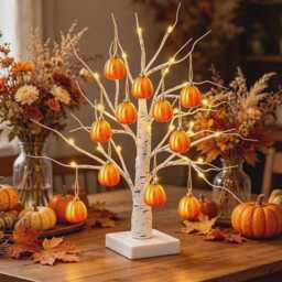 Autumn Birch Tree Light Set, Home Decor, Thanksgiving Decoration Strip With Pumpkin Pendant, Suitable For Autumn - thumbnail 4