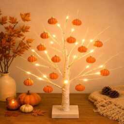 Autumn Birch Tree Light Set, Home Decor, Thanksgiving Decoration Strip With Pumpkin Pendant, Suitable For Autumn - thumbnail 1