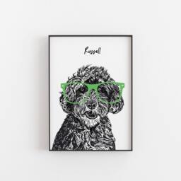 Portuguese Water Dog Print Playful Art With Glasses - thumbnail 2