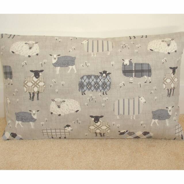 Cushion Cover Sheep With Zip Oblong Pillow Sham Farm Grey Beige 12x16 12x20 16x24 20x26 Standard Rectangle Bolster Case Pillowcase - image 1